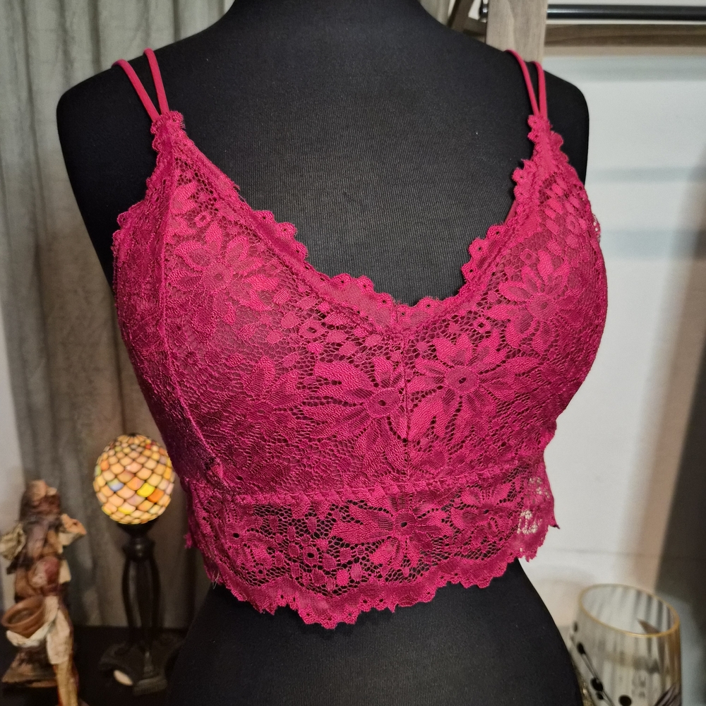 Lace Bralette in Vibrant Red NWOT #0089